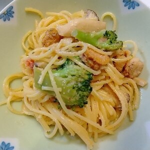 美味♡ブロッコリーとしめじの明太子スパゲッティ